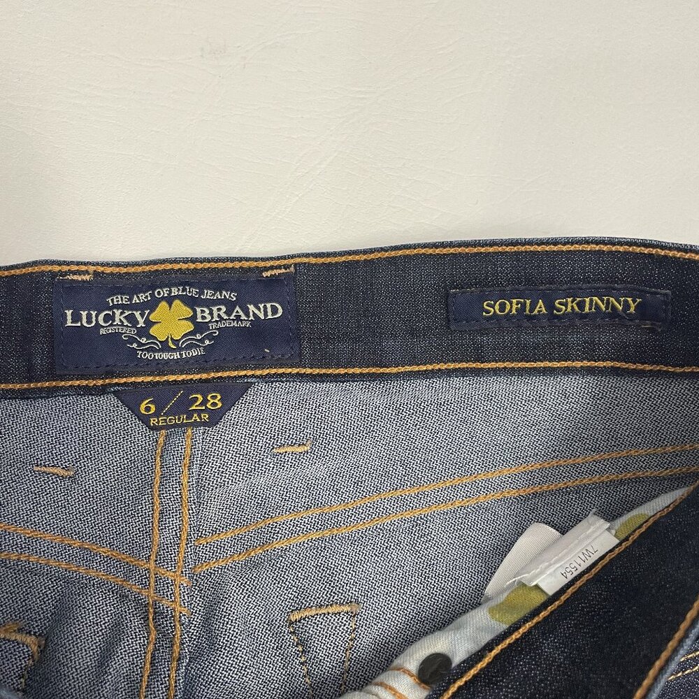 Lucky Brand Sofia Skinny Jeans Womens Size 6/28 Blue Dark Wash Stretch EUC - Picture 3 of 13
